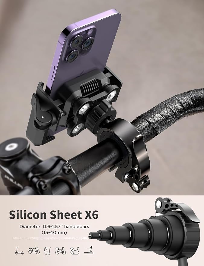 RESPECTED BRO Motorcycle-Phone-Mount & Bike Phone Holder - Durable Phone Holder for Bike and Motorcycle, Bicycle Phone Mount, Fits All Smartphones (Black)