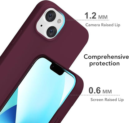 for iPhone 14/ iPhone 13 Case Silicone Compatible with Magsafe Case, Ultra Slim Thin Magnetic Phone Cases Mag Safe, Cute Soft Rubber Gel Matte Wireless Charging Cover for Women, Burgundy Maroon