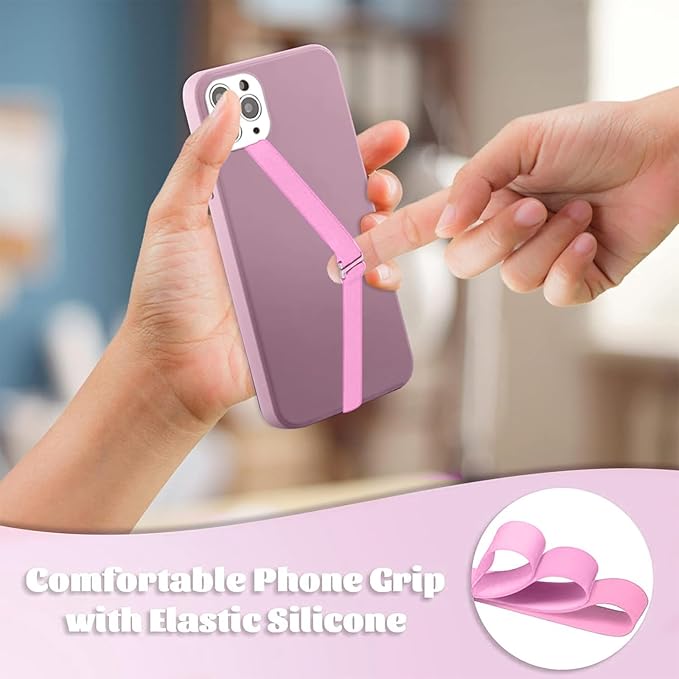 TEAMOLA Silicone Phone Grip Strap - Pink 230 Phone Hand Strap Holder with Loop for Cell Phones, iPhone Grip, Finger Holder & Back of Phone Grips, Secure Anti-Slip Grip(3 Packs)