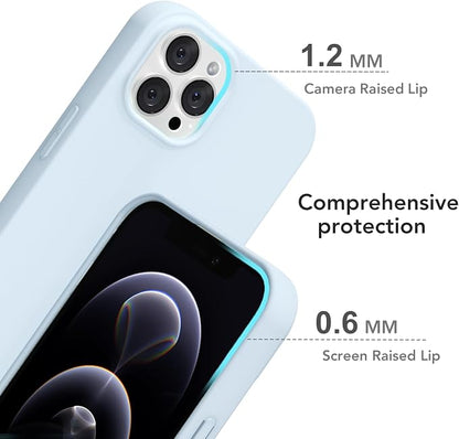for iPhone 12/12 Pro Case Silicone Compatible with Magsafe Case, Ultra Slim Thin Magnetic Phone Cases Mag Safe, Cute Soft Rubber Gel Matte Plain Wireless Charging Cover for Women, Light Blue