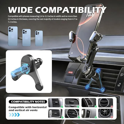 2026 Upgraded Car Vent Phone Mount,360° Rotatable & Retractable Air Vent Phone Holder for Car Fit 4.7-7.2" Phones,Universal Cars Phones Holder Vents for Horizontal/Vertical Vents