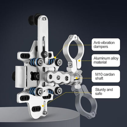 Aluminum Alloy Motorcycle Phone Mount Holder [Dual Vibration Dampener] [Metal Adjustment Arm] Motorcycle Handlebar Accessories,for 4.7-7.2 inch Samsung Apple Phone