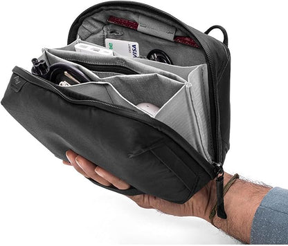 Peak Design Tech Pouch, Black, Electronics Organizer for Travel or Everyday Carry, Origami-Style Storage, Cable Pass-Through, Weatherproof Recycled Nylon, Gear Carry Bag for Men and Women