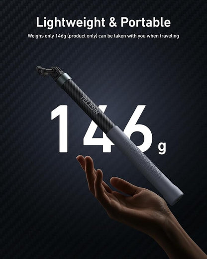 TELESIN Selfie Stick Long Pole Invisible for GoPro (120cm/47.2in),Carbon Fiber Waterproof Extension Monopod for GoPro 13 12 11 DJI Osmo Nano Action 6 5 Pro 4 Pocket 3 Xtra Muse Insta360 X5 X4 Ace Pro