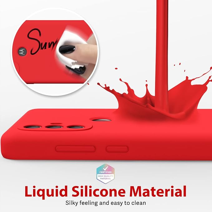 oakxco for Motorola Moto G Power 2022 Phone Case/Moto G Play 2023 Phone Case Liquid Silicone, Thin Slim Soft Rubber Gel TPU Plain Simple Cover for Women, Matte Solid Color,Red