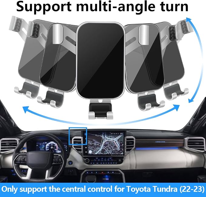 Car Phone Holder for Toyota Tundra 2022 2023 2024 2025 2026 and Toyota Sequoia 2023-2026 Auto Interior Accessories Best Cell Phones Mount Cellphone Mobile Charging Navigation Stand Accessory