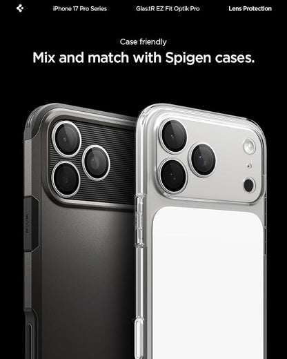 Spigen Camera Lens Screen Protector [GlasTR EZ Fit Optik Pro] Designed for iPhone 17 Pro Max | iPhone 17 Pro [Case Friendly] - Silver [2 Pack]