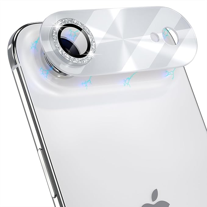 Choiche Compatible for iPhone 17 Air Camera Lens Protector, Bling Camera Cover with 9H Tempered Glass Lens Screen Protector Metal Ring Decoration Accessories 6.5-inch (Light-Silver)