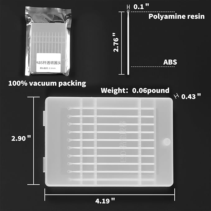 ESD-Safe Plastic Handle Anti-Static Gel Swabs(2.5mm/0.1inch)- PCB & Camera Sensor Cleaning Tools | Non-Abrasive Residue-Free Tips | Lab-Grade Precision.