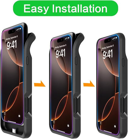 Battery Case for iPhone 16 Pro Max,12000mAh Rechargeable Portable Charging Case with Wireless Charging Compatible for iPhone 16 Pro Max (6.9 inch) with Carplay Extend Battery Pack Charger Case (Black)