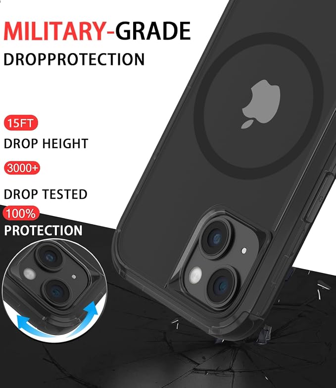 Diverbox for iPhone 13 Case [Compatible with MagSafe] [Shockproof] [Dropproof] [with Screen Protector ] 3in1 Heavy Duty Protection Phone Case Cover for Apple iPhone 13 (High Gloss Black(Magnet))