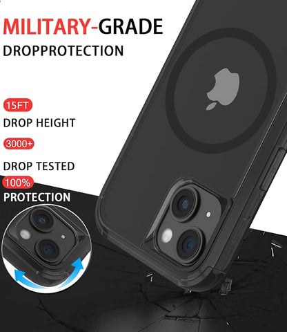 Diverbox for iPhone 13 Case [Compatible with MagSafe] [Shockproof] [Dropproof] [with Screen Protector ] 3in1 Heavy Duty Protection Phone Case Cover for Apple iPhone 13 (High Gloss Black(Magnet))