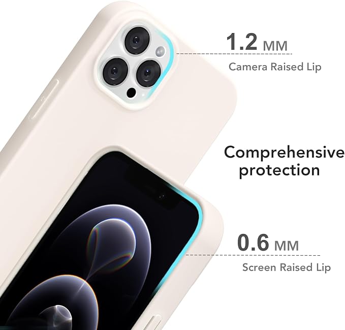 for iPhone 12/12 Pro Case Silicone Compatible with Magsafe Case, Ultra Slim Thin Magnetic Phone Cases Mag Safe, Cute Soft Rubber Gel Matte Wireless Charging Cover for Women, Beige Stone Cream