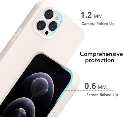 for iPhone 12/12 Pro Case Silicone Compatible with Magsafe Case, Ultra Slim Thin Magnetic Phone Cases Mag Safe, Cute Soft Rubber Gel Matte Wireless Charging Cover for Women, Beige Stone Cream