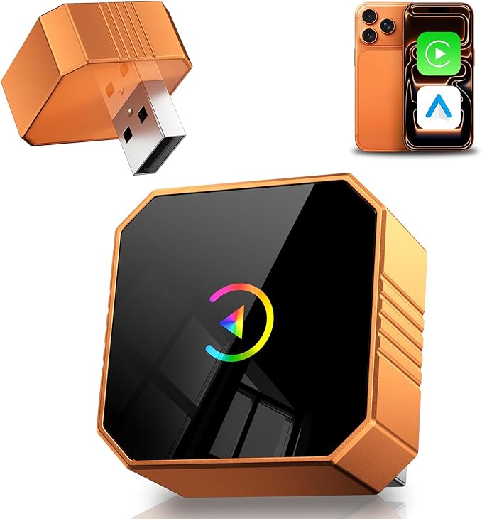 Wireless CarPlay Adapter for iPhone＆Android, 2026 Upgraded Car Play Mini Wired to Wireless Adapter for CarPlay ＆Android Auto Plug and Play Stable Connection & No Latency for iPhone iOS 10+