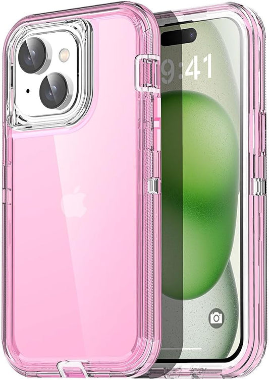 AICase for iPhone 15 Case Clear 3 in 1 Heavy Duty Drop Protection Full Body Rugged Shockproof/Dust Proof 3-Layer Military Protective Tough Durable Cover for iPhone 15 6.1"_2