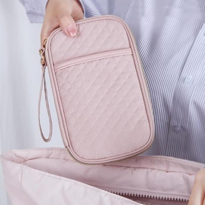 GSHLLO Travel Cord Organizer Bags Zipper Electronic Storage Pouch Phone Charger Keeper Bag Charging Cable Carry Case USB Flash Drive Bag Compact Tech Accessories Pouch for Power Adapter Pink