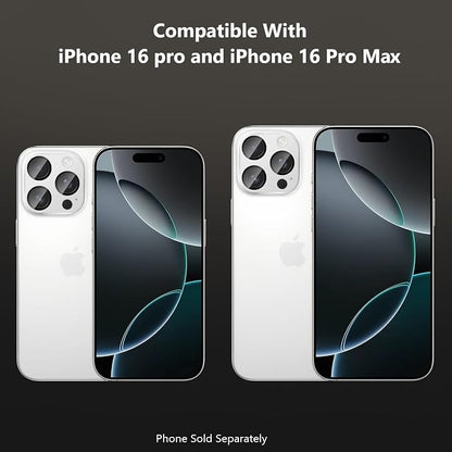 SAHARA - Ultra-Strong Camera Lens Protector for iPhone 16 Pro/16 Pro Max (2-Pack), White Titanium, (ZD00162)
