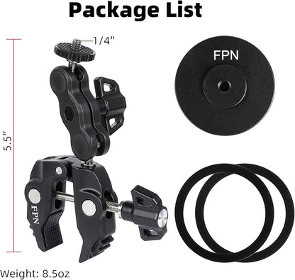 All-Metal Magnetic Phone Holder for Magsafe, Magnet Phone Mount with Super Clamp for Spin Bike/Microphone Stand/Cart/Railing/Handlebar/Dia 0.4-2" Rod, Compatible with iPhone 16 15 14 13 12 Series