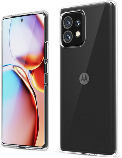 oakxco for Motorola Moto Edge Plus 2023 Case Silicone, Thin Slim Grip Soft Rubber Gel Protective Phone Case for Women, Matte Plain Solid Color Aesthetic Cute Girly Case with Camera Cover, Clear