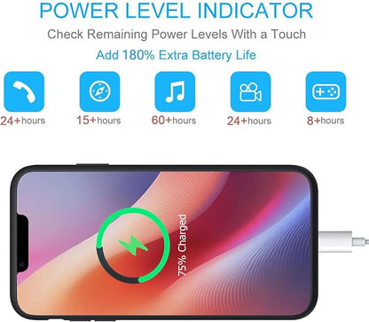 Battery Case for iPhone 16e, 10000mAh Portable Protective Charging Case with Wireless Charging Compatible for iPhone 16e (6.1inch) Rechargeable Extended Battery Pack Charger Cover with Carplay (Black)