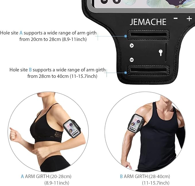 Pixel 10/9 Pro XL Armband, JEMACHE Gym Running Workouts Arm Band for Google Pixel 10/9 Pro XL, 8/7/6 Pro (Black)