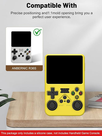 Silicone Protective Case for Anbernic R36S Game Console, Full-Body Protective Cover with Precise Cutout, Shockproof Dustproof Protector Sleeve & Scratch-Resistant Sleeve (Yellow)