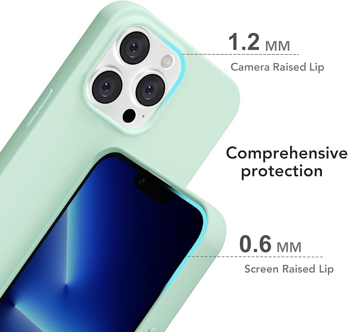 for iPhone 13 Pro Max Case Silicone Compatible with Magsafe Case, Ultra Slim Thin Magnetic Phone Cases Mag Safe, Cute Soft Rubber Gel Matte Plain Wireless Charging Cover for Women, Mint Green