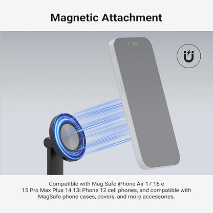 NEEWER Entry Level Version Magnetic Phone Holder Tripod Mount Adapter, 360° Compact Lightweight Portable Compatible with MagSafe iPhone Samsung Android for Video Recording, PA153