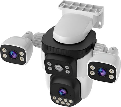 EVERSECU Triple Lens WiFi PTZ Security Camera, Three Cameras in One, Side Cameras with Adjustable All-Angle Arm, 2K 360° View No Blind Spot, Auto Tracking, Spotlight, 2 Way Audio