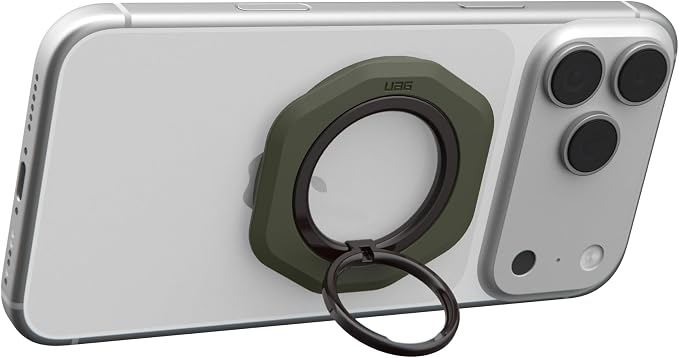 URBAN ARMOR GEAR UAG Mag Ring Stand LT - Ultra Strong Magnet MagSafe Compatible Metal Phone Ring Grip 360 Rotation Multi-Viewing Kickstand, Olive