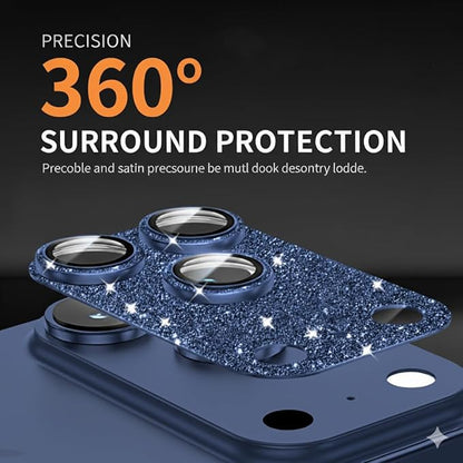 Glitter Bling Ring Camera Lens Protector cover for iPhone 17 Pro Max Women, 9H Hardness Tempered Glass Lens Protector, Anti-Scratch, Cosmic Orange (blue)