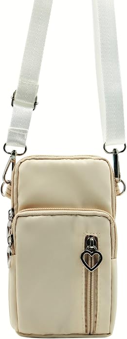 JUMISEE 3-Layers Crossbody Bag Cellphone Pouch Armband Wallet Nylon Smartphone Purse