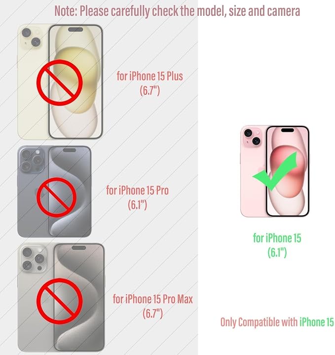 Armor Phone Case for iPhone 15 Military Grade Drop Tested 360 Full Protection Cover Heavy Duty Hybrid Metal Bumper Built-in Silicone Shockproof Dustproof with Screen Protector - Red