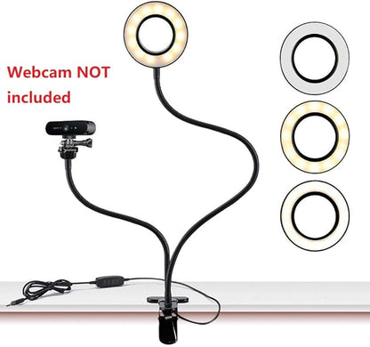 Webcam Light Stand for Live Stream, Selfie Ring Light with Webcam Mount for Logitech C925e, C922x, C930e,C922,C930,C920,C615,Brio 4K