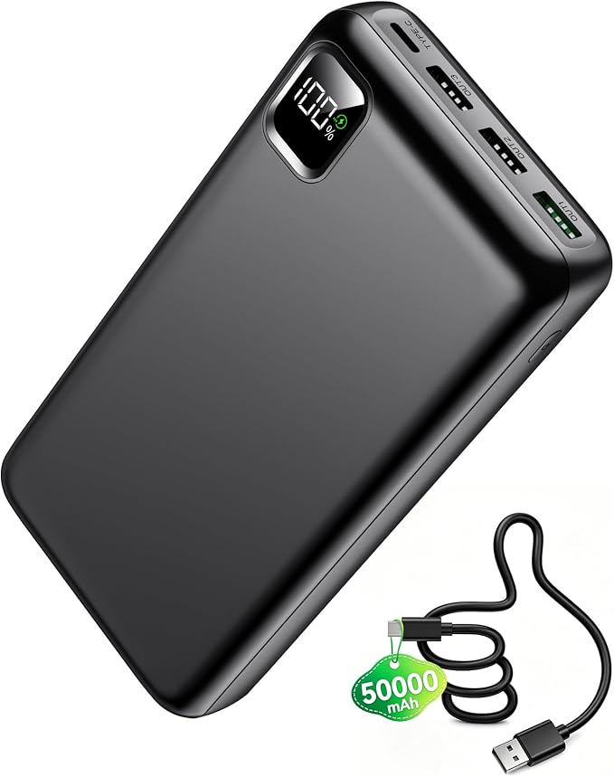 Portable Charger Power Bank 50000mAh Fast Charging Battery Bank | 30W USB C External Battery Pack LED Digital Display Phone Charger Travel Essential for iPhone 17/16/15/14/13/12, Samsung etc