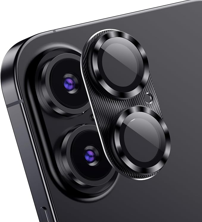 AFARER 2 Pack Lens Protector for iPhone 17,Ultra HD 9H Metal Tempered Glass Camera Cover [Strong Adsorption][Not Easy to Break] Anti Scratch,Case-Friendly,Black
