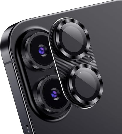 AFARER 2 Pack Lens Protector for iPhone 17,Ultra HD 9H Metal Tempered Glass Camera Cover [Strong Adsorption][Not Easy to Break] Anti Scratch,Case-Friendly,Black