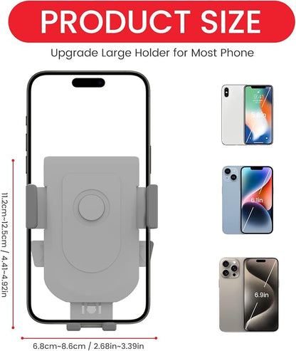 Baby Stroller Phone Holder, Shopping Cart, Golf Cart, Push Cart, Bike Phone Mount, for Motorcycle, Scooter, ATV, Boat, Spin Bike, Treadmill, Handlebar- Universal, Cell Phone Clamp (Grey)