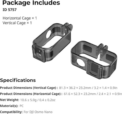 SmallRig Vertical to Horizontal Action Camera Case Kit for DJI Osmo Nano, with 1/4"-20 Locating Hole, Silicone Gasket, Cold Shoe, Quick Release Design, Ultra-Low-Angle Shooting