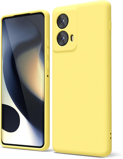 oakxco for Motorola Moto Edge 2024 Phone Case Liquid Silicone, Thin Slim Soft Rubber Gel TPU Plain Protective Simple Cover for Women Girl Cute, Matte Solid Color Aesthetic, Yellow