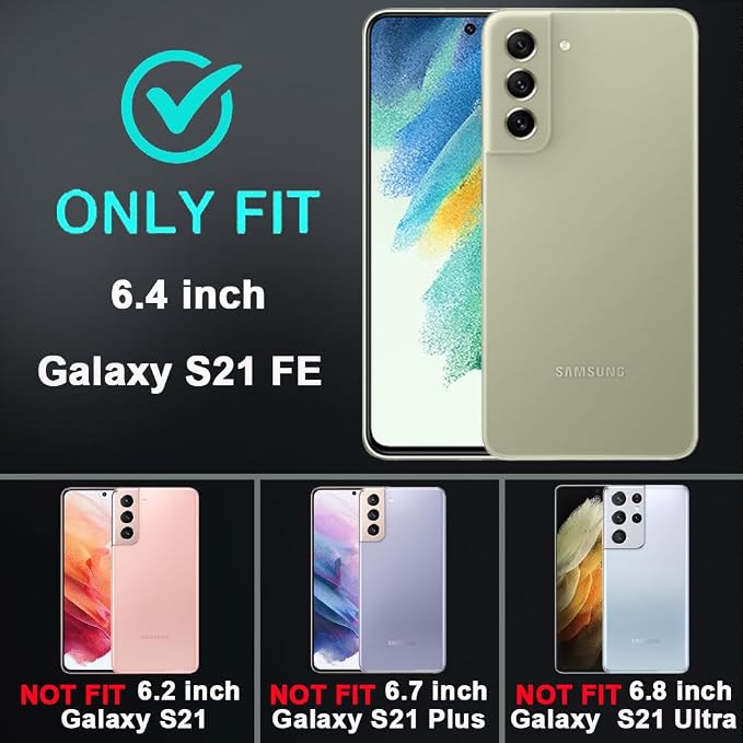 for Samsung Galaxy S21 FE Case with 2Pcs Screen Protector and 1Pcs Camera Lens Protector, Military Grade Heavy Duty Shockproof/Drop Proof/Dust Proof Case (Black/Grey)