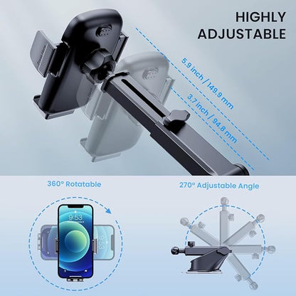 TICILFO Car Phone Holder [Military-Grade Suction] Phone Stand for Car [Super Stable] Automobile Car Mount for iPhone Universal Accessories Air Vent Dashboard Windshield Mount Fit Vehicle Accessories