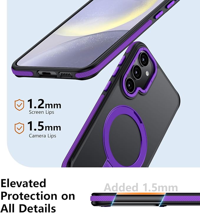 for Samsung Galaxy S24 Plus Case, Magnetic Adjustable Ring Stand [Fit for Magsafe], [Military-Grade Shockproof Protection] Phone Case with Kickstand&Ring Holder (Purple)