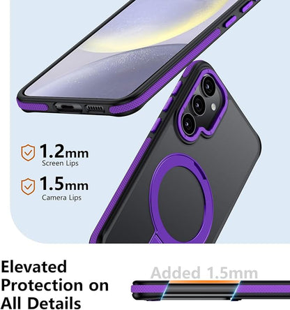 for Samsung Galaxy S24 Case, Magnetic Adjustable Ring Stand [Fit for Magsafe], [Military-Grade Shockproof Protection] Phone Case with Kickstand&Ring Holder (Purple)
