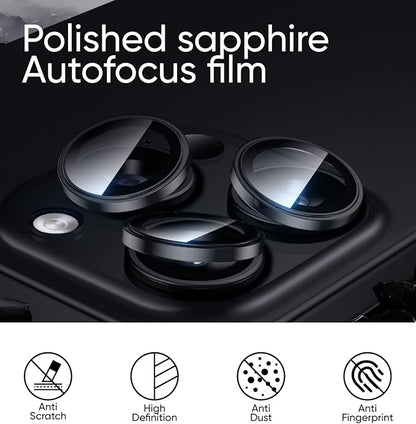 MAGIC JOHN for iPhone 16 Pro Max/16 Pro Camera Lens Protector [Alignment Kit&1:1 Invisible Perfect Fit] 9H Aerospace Tempered Glass Anti-Scratch Durable, Individual Cover Ring, Case Friendly, Set of 2,Black