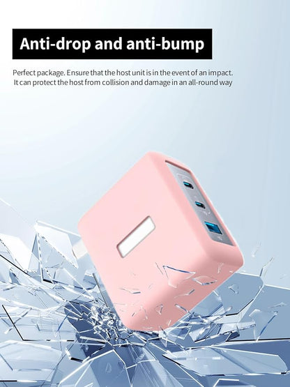 Case for Anker 100W USB C Charger (GaN II), WUNIAK Soft Silicone Protective Portable Scratch Shock Resistant Shell, Protective Case for Anker 736 Charger (A2145/B2145), Pink