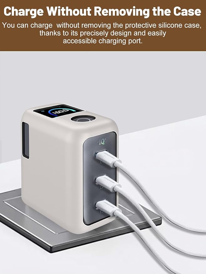 Silicone Protective Case for Anker Prime 160W USB-C Charger , Full-Body Protective Cover with Precise Cutouts, Shockproof Dustproof Charging Block Protector Sleeve & Scratch-Resistant Sleeve (Grey)