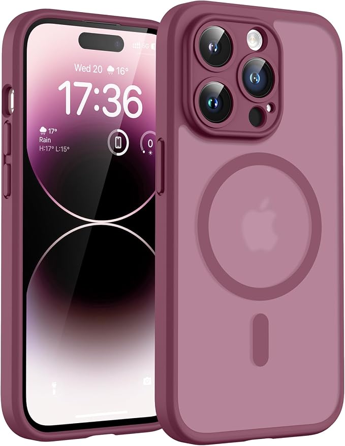 TOCOL for Phone 14 Pro Max Case, Compatible with Magsafe Charger, Full Camera Protection, Drop Protection, Translucent Matte Phone Case for iPhone 14 Pro Max 6.7 inch (Plum)