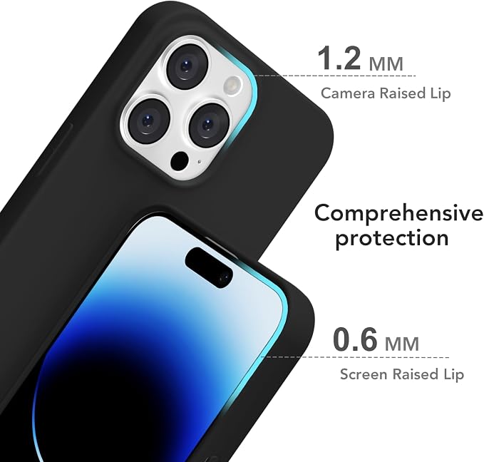 for iPhone 14 Pro Case Silicone Compatible with Magsafe Case, Ultra Slim Thin Magnetic Phone Cases Mag Safe, Cute Soft Rubber Gel TPU Matte Plain Wireless Charging Cover for Women, Black